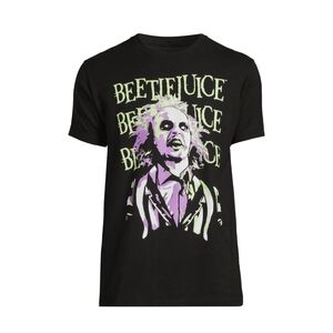 Beetlejuice Men's Size XL (46-48) Graphic Tee with Short Sleeves Black